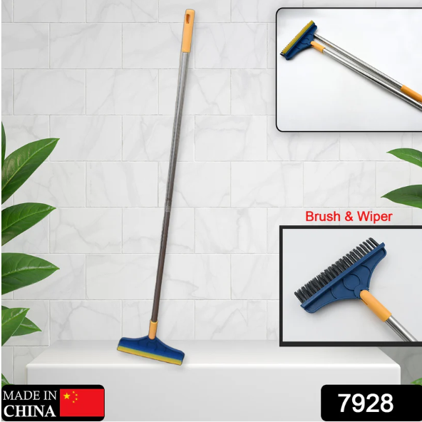 Floor Cleaning Brush – Long Handle 2-in-1 Wiper & Scrubber | Velvet Wipe