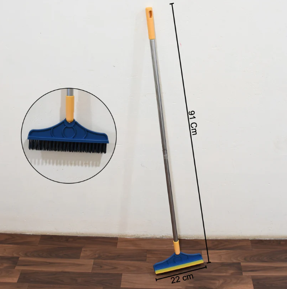 Floor Cleaning Brush – Long Handle 2-in-1 Wiper & Scrubber | Velvet Wipe