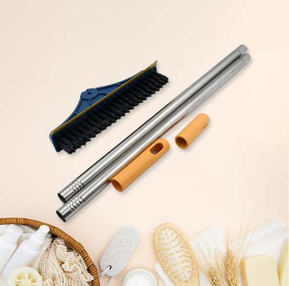 Floor Cleaning Brush – Long Handle 2-in-1 Wiper & Scrubber | Velvet Wipe