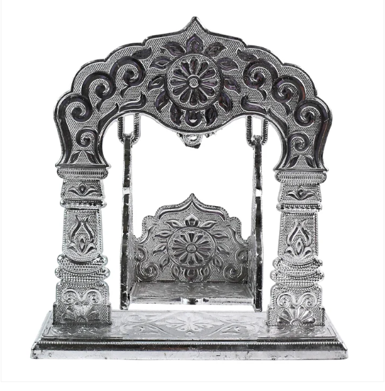 Bal Gopal Jhula – Silver-Coated Decorative Swing for Krishna Idol - Image 4