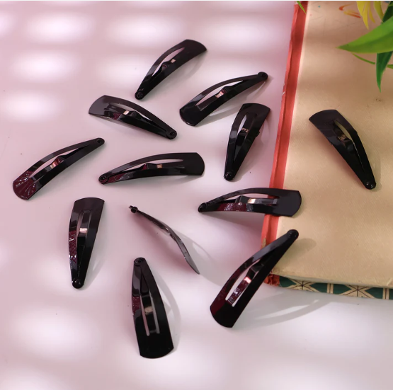 Metal Tik Tak Hair Clips – 12 Pc Matt Black Set | Calm & Curl - Image 3