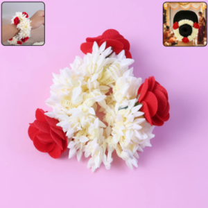 Artificial Flower Gajra – Traditional Red Rose & Jasmine Hair Accessory