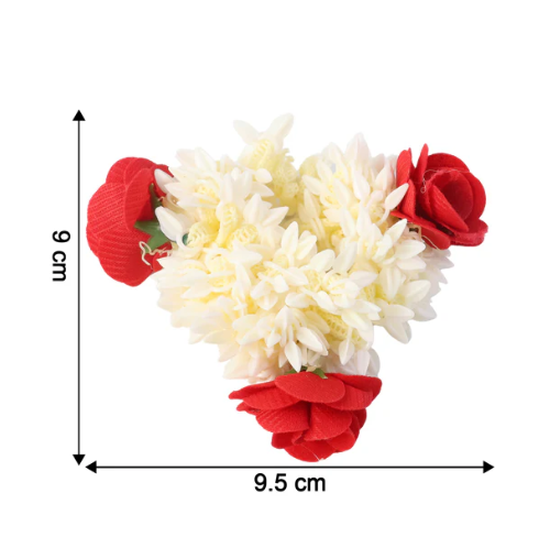 Artificial Flower Gajra – Traditional Red Rose & Jasmine Hair Accessory