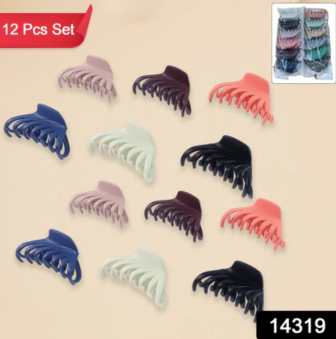 Hair Claw Clips Set – Matte Finish & Strong Grip, 12 Pieces