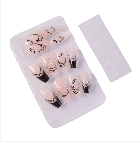 Burgundy Artificial Press-On Nails – Reusable Floral Set - Image 3