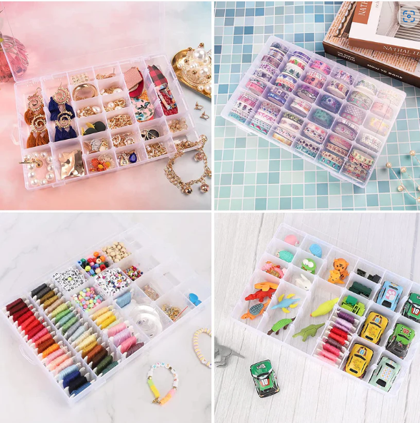 Plastic Organizer Box – 36 Grids, Adjustable Dividers | Organivo