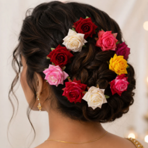 Flower Hair Pin Set – Colourful Floral Accessory (12 Pcs) | Calm & Curl