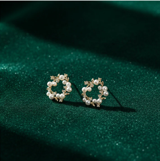 Pearl Wreath Earrings – Timeless Floral Circle Design