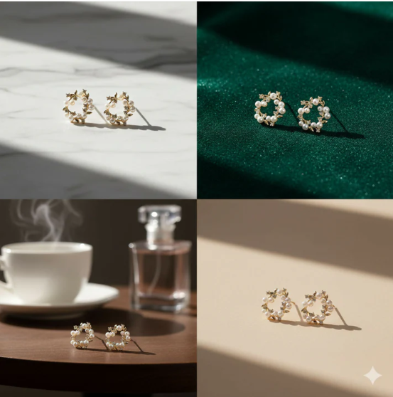 Pearl Wreath Earrings – Timeless Floral Circle Design - Image 4