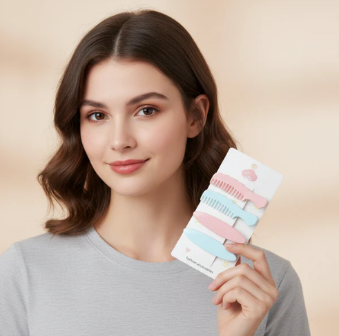 Pastel Comb Hair Clip Set – Lightweight Daily Styling Pack of 4
