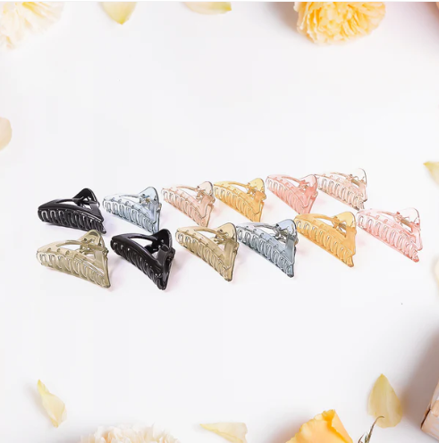 Triangle Hair Claw Clip – Durable 12 Pc Mix Color Set