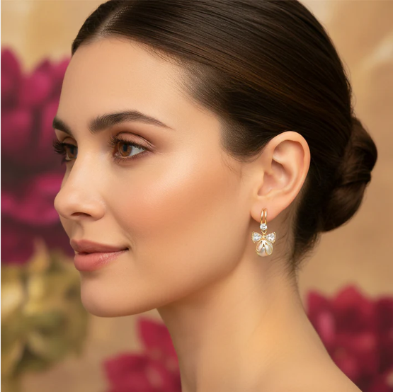 Bow Pearl Drop Earrings – Elegant Korean Style for Women - Image 3