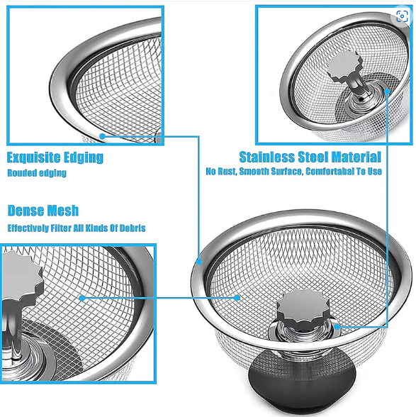 Stainless Steel Sink Strainer – Adjustable Stopper | Garth