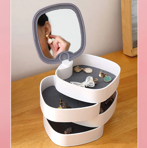 Rotating Jewellery Box – 4-Layer Multicolour Organizer | Deodap