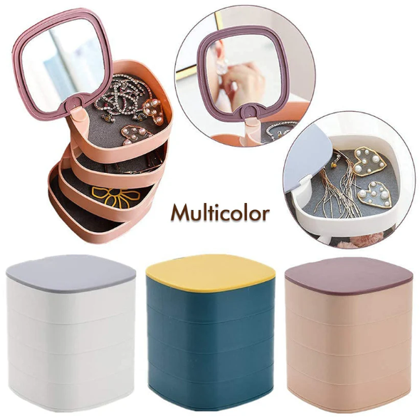 Rotating Jewellery Box – 4-Layer Multicolour Organizer | Deodap
