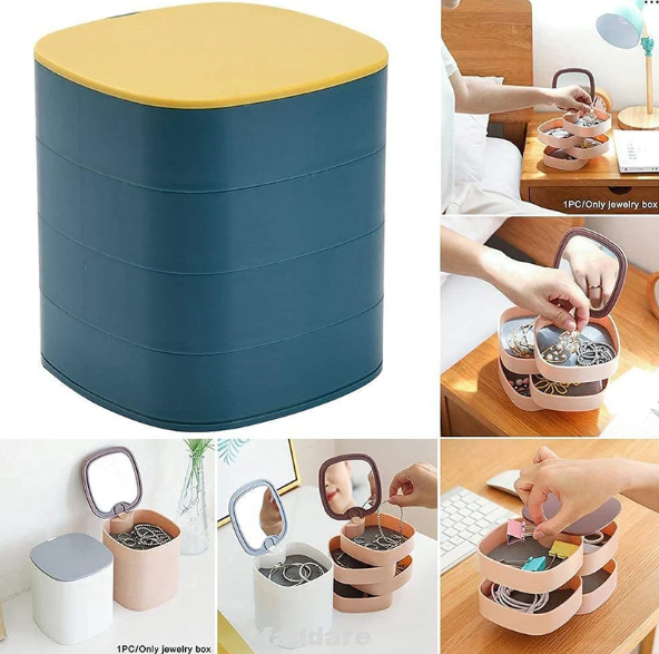 Rotating Jewellery Box – 4-Layer Multicolour Organizer | Deodap