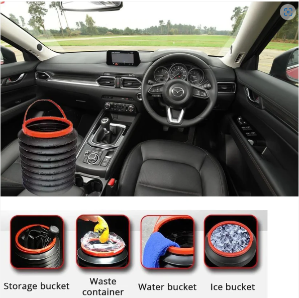 Foldable Car Trash Can – 4L Space-Saving Organiser | Velvet Wheels