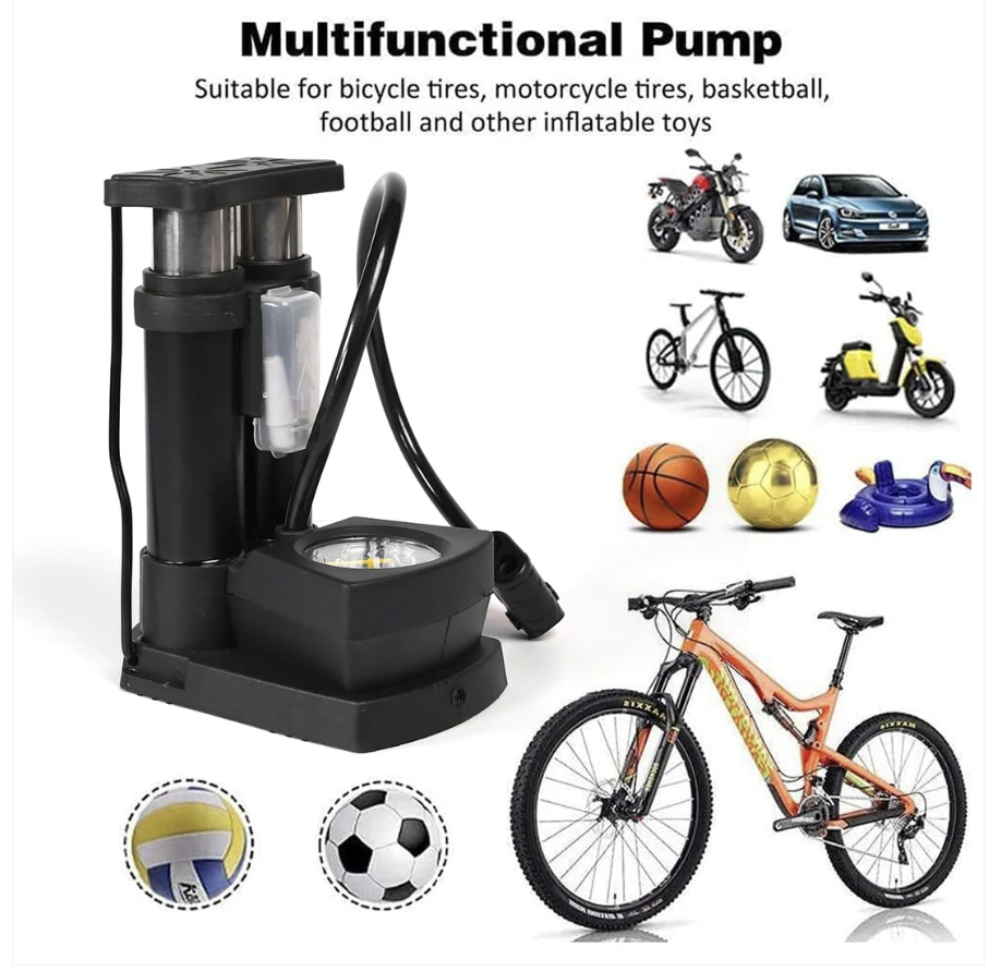 Ensure your rides are always smooth and worry-free with the Safora Mini Bike Pump.