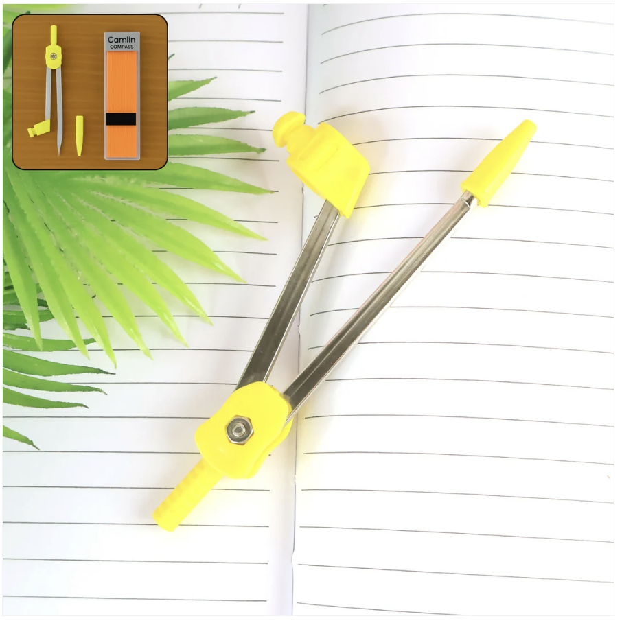 Camlin Compass – Durable Metal Body with Yellow Grip