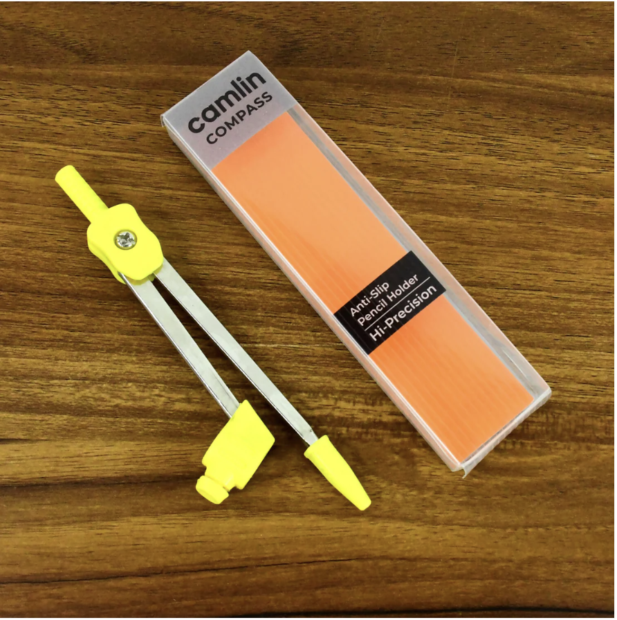 Camlin Compass – Durable Metal Body with Yellow Grip