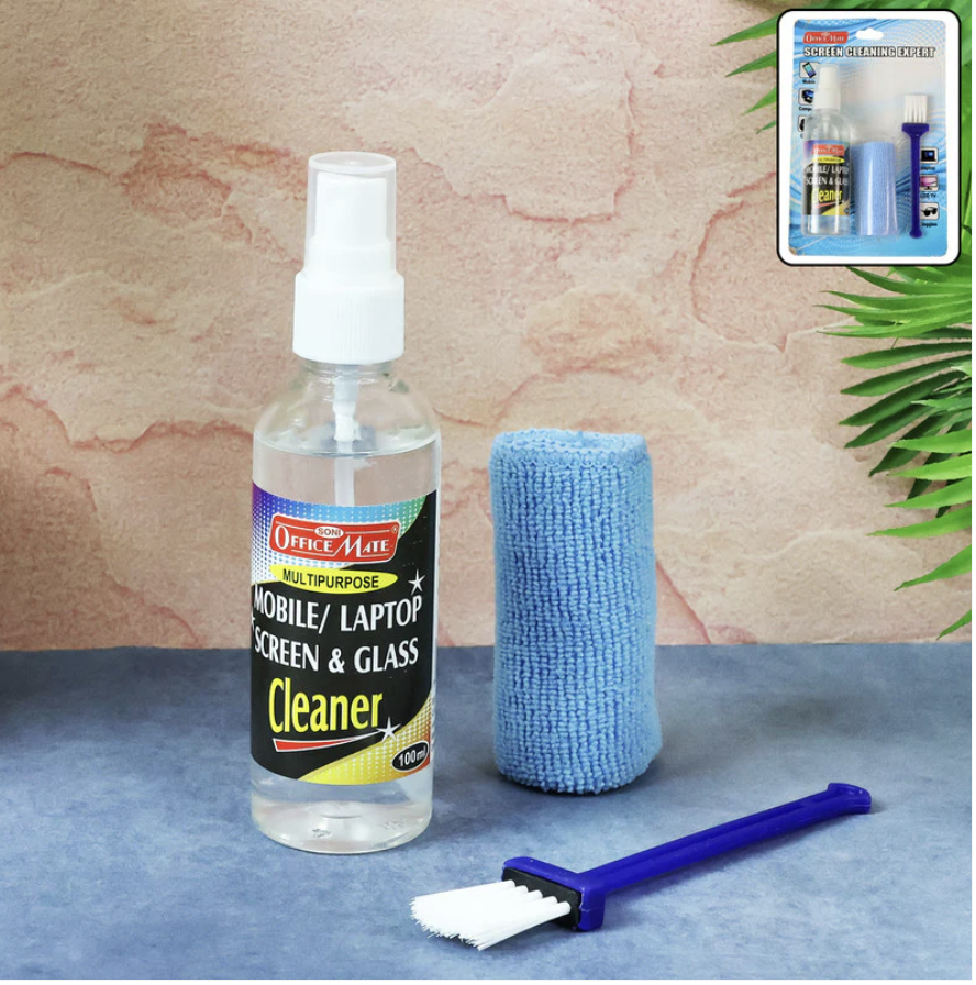 Screen Cleaner Spray – 3-in-1 Kit with Microfiber Cloth & Brush