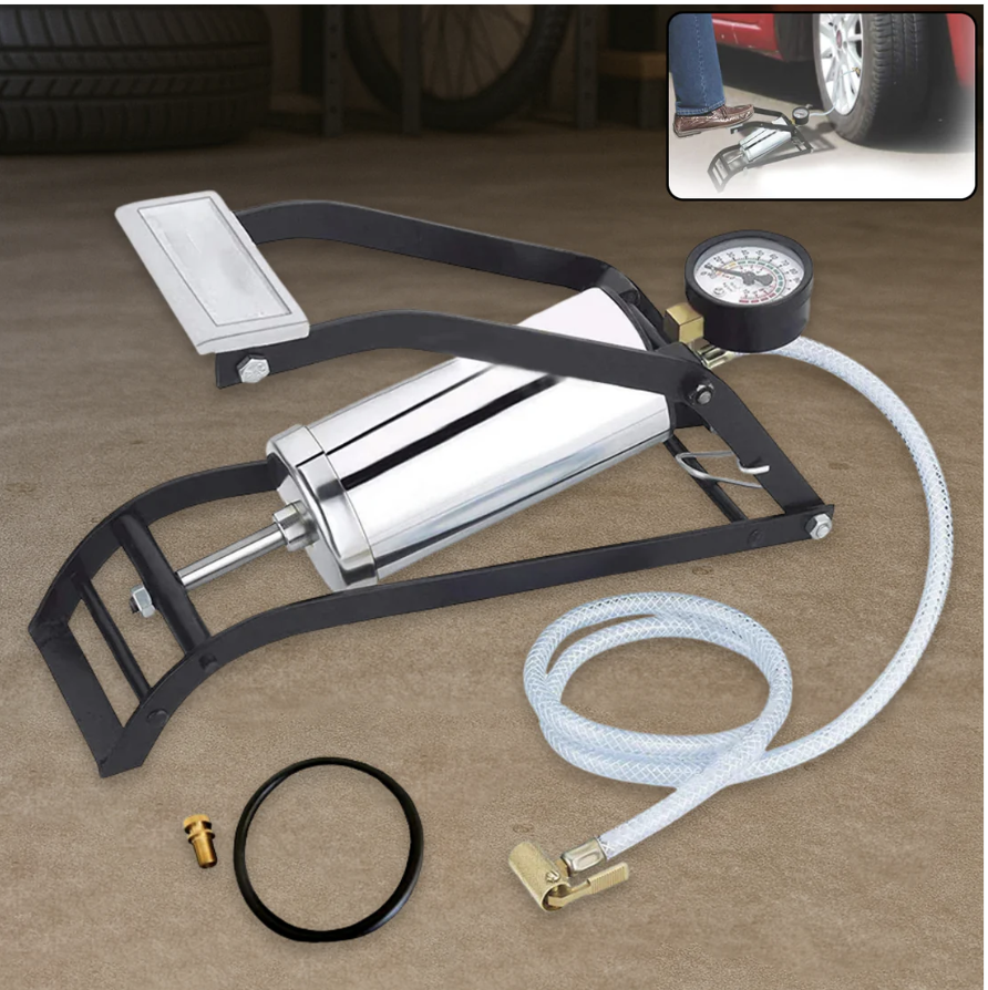 Steel Foot Pump – Heavy Duty Car & Bike Tire Inflator | Carivox