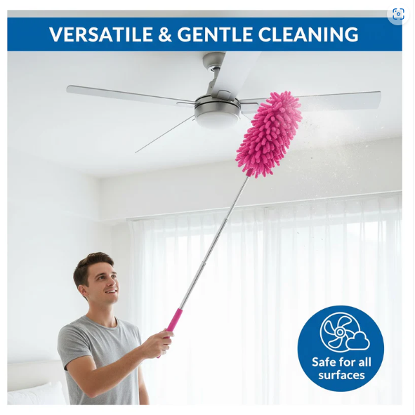 Extendable Microfiber Duster – For Fan & High Ceiling Cleaning | Velvet Wipe