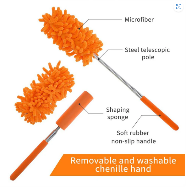 Extendable Microfiber Duster – For Fan & High Ceiling Cleaning | Velvet Wipe