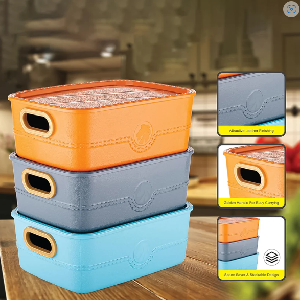 Plastic Storage Basket Set – Durable & Multipurpose Organizer