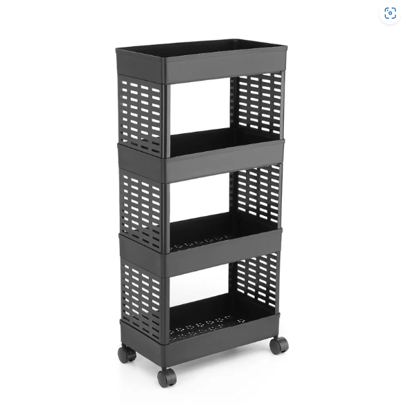 Plastic Storage Rack – 4-Layer Utility Trolley with Wheels | Organivo