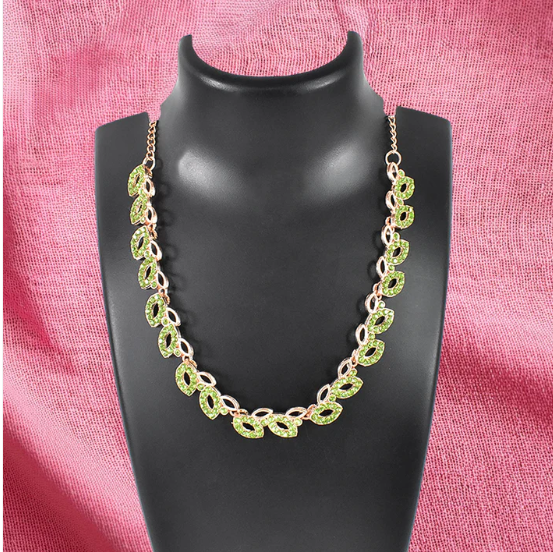 American Diamond Necklace Set – Floral Design with Earrings - Image 3