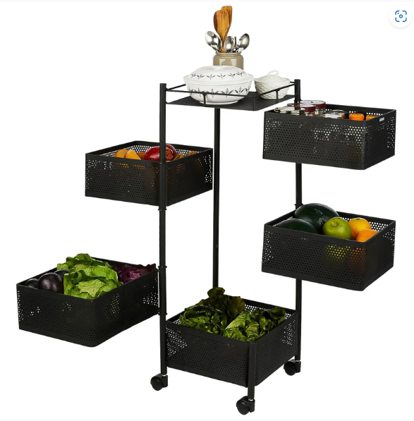5 Layer Kitchen Storage Trolley – Multipurpose Organizer with Wheels