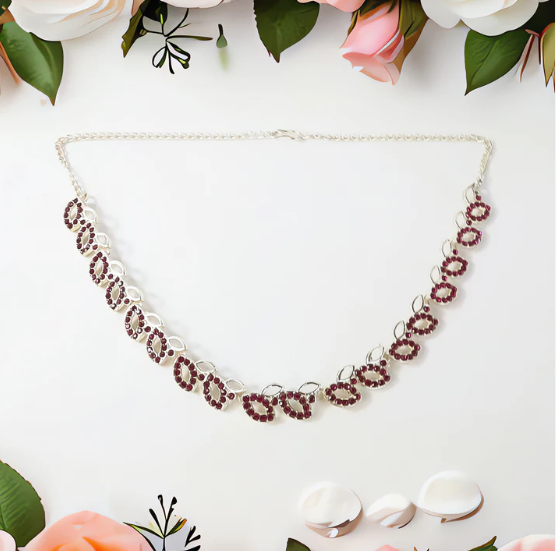 Rosegold AD Studded Necklace – Elegant Polished Jewellery Set - Image 2