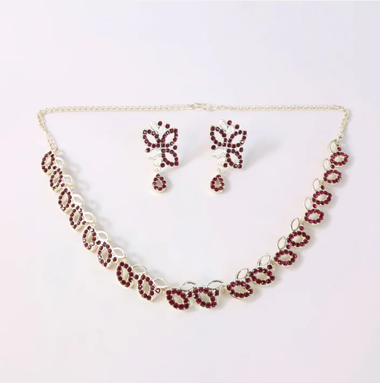 Rosegold AD Studded Necklace – Elegant Polished Jewellery Set - Image 5