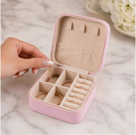 Travel Jewellery Box – Portable PU Leather Organiser | LilyGleam
