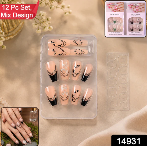 Burgundy Artificial Press-On Nails – Reusable Floral Set - Image 2