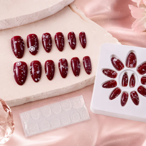 Long Coffin Press-On Nails – Premium 3D Embellished Design