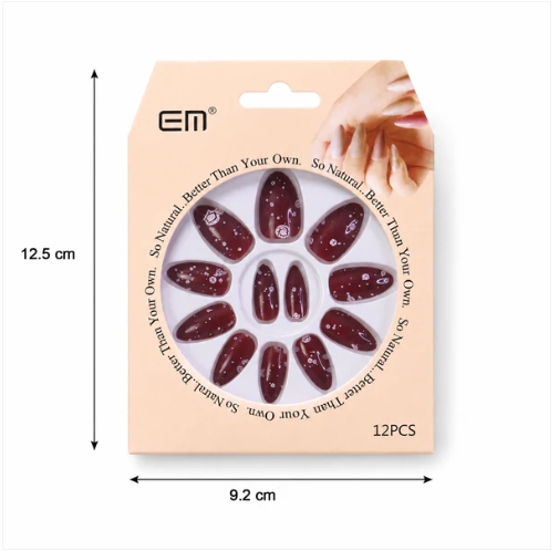 Long Coffin Press-On Nails – Premium 3D Embellished Design
