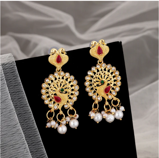 Kundan Pearl Choker Necklace – Traditional Gold-Plated Set with Earrings - Image 2