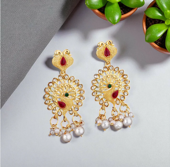 Kundan Pearl Choker Necklace – Traditional Gold-Plated Set with Earrings - Image 4