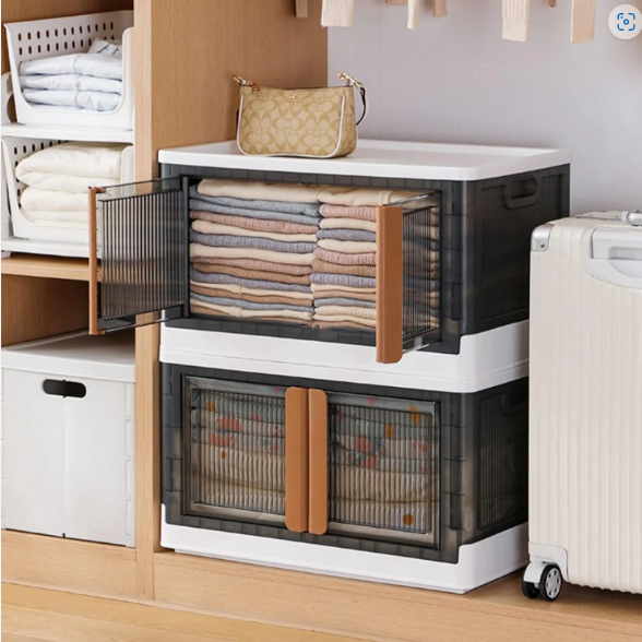 Plastic Folding Wardrobe Organizer – Portable Storage with Wheels