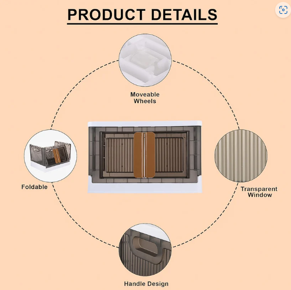 Plastic Folding Wardrobe Organizer – Portable Storage with Wheels