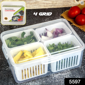 Fridge Storage Box – Airtight Food & Veggie Organizer | Tidy Table - 4 Grid / Color Box