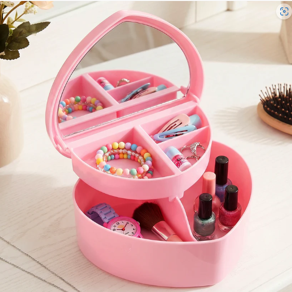 Makeup Storage Box with Mirror – Compact & Multi-Compartment Design
