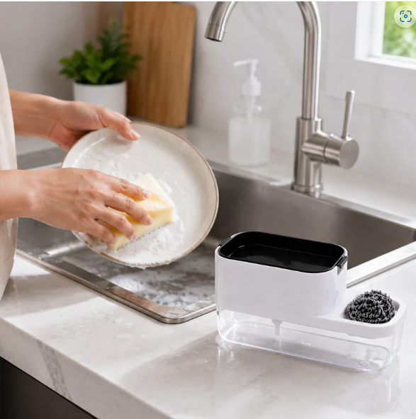 Dish Soap Dispenser & Sponge Holder – Compact & Durable | VelvetBubbles