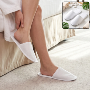 Soft Closed Toe Slippers for Hotel Spa Guest and Home White 28 x 11...