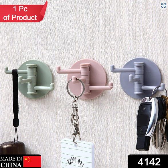 Punch-Free Sticky Hook – 3-Hook Rotating Organizer | GlimmerHome
