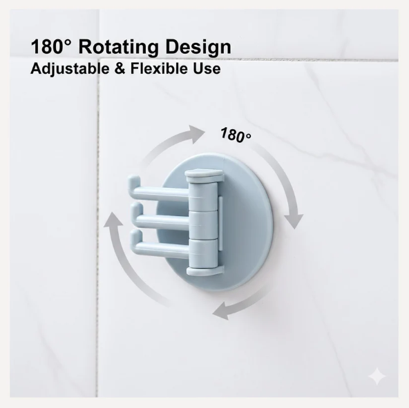 Punch-Free Sticky Hook – 3-Hook Rotating Organizer | GlimmerHome
