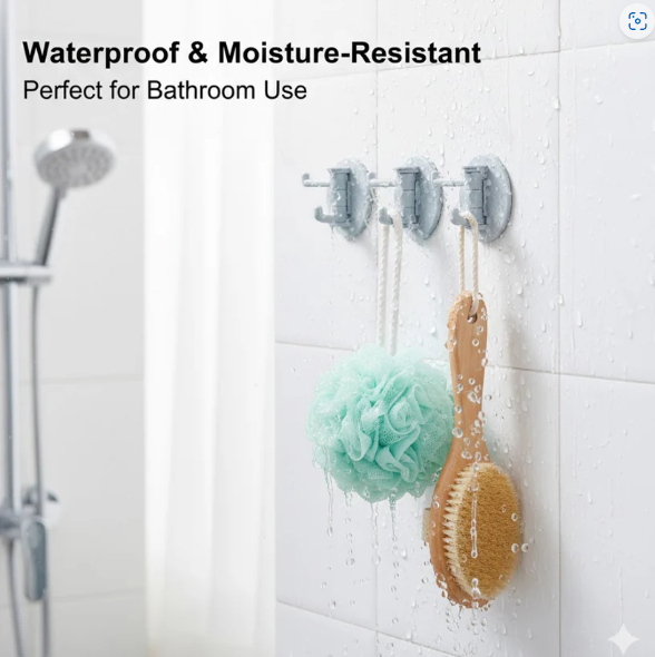 Punch-Free Sticky Hook – 3-Hook Rotating Organizer | GlimmerHome