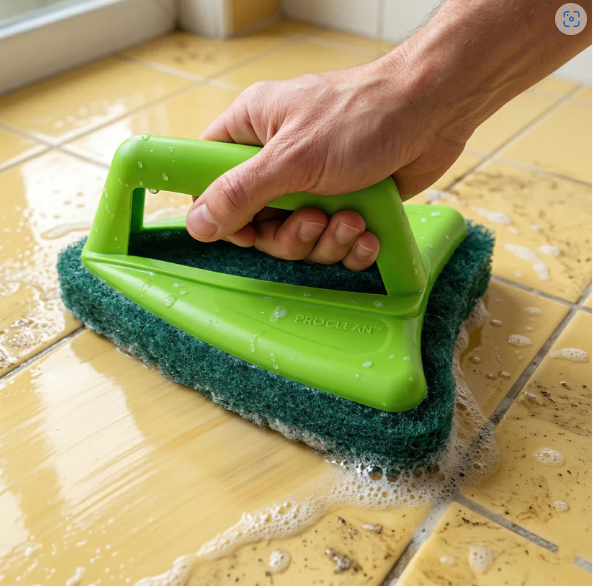 Bathroom Tile Scrubber – Abrasive Head & Handle | Pro Clean